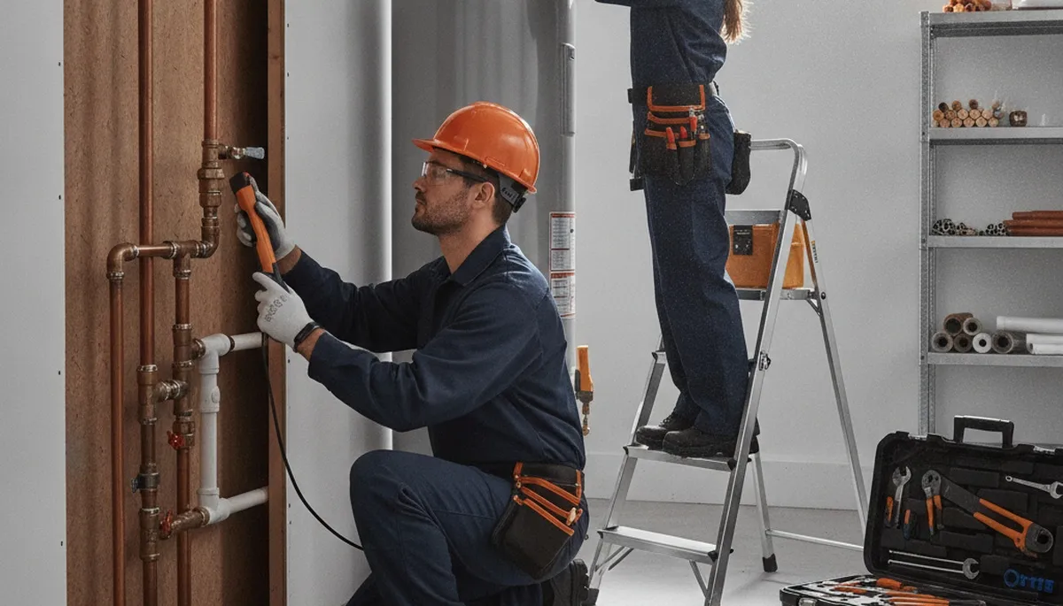 Newton, MA plumber repairing home pipes for a plumbing repair service call