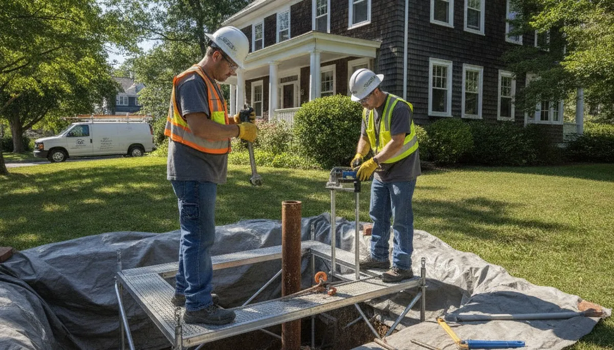 Plumber repairing a leak in Newton, MA for plumbernewtonma-new.com plumbing services