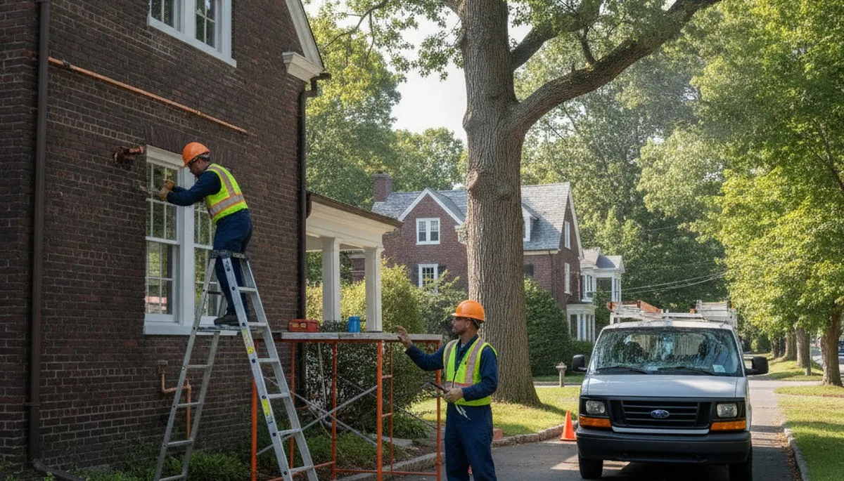 Newton, MA plumber repairing a residential pipe for plumbing service needs
