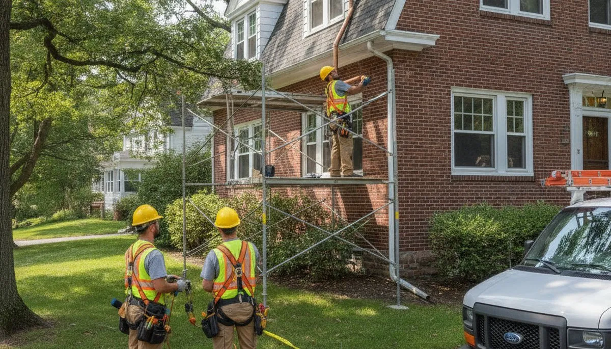 Plumber repairing a pipe in Newton, MA for residential plumbing service