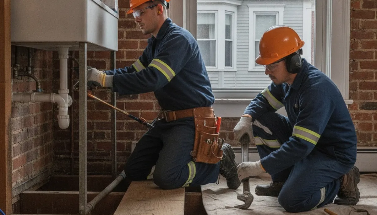Plumber providing repair service in Newton, MA for a plumbing-repair business