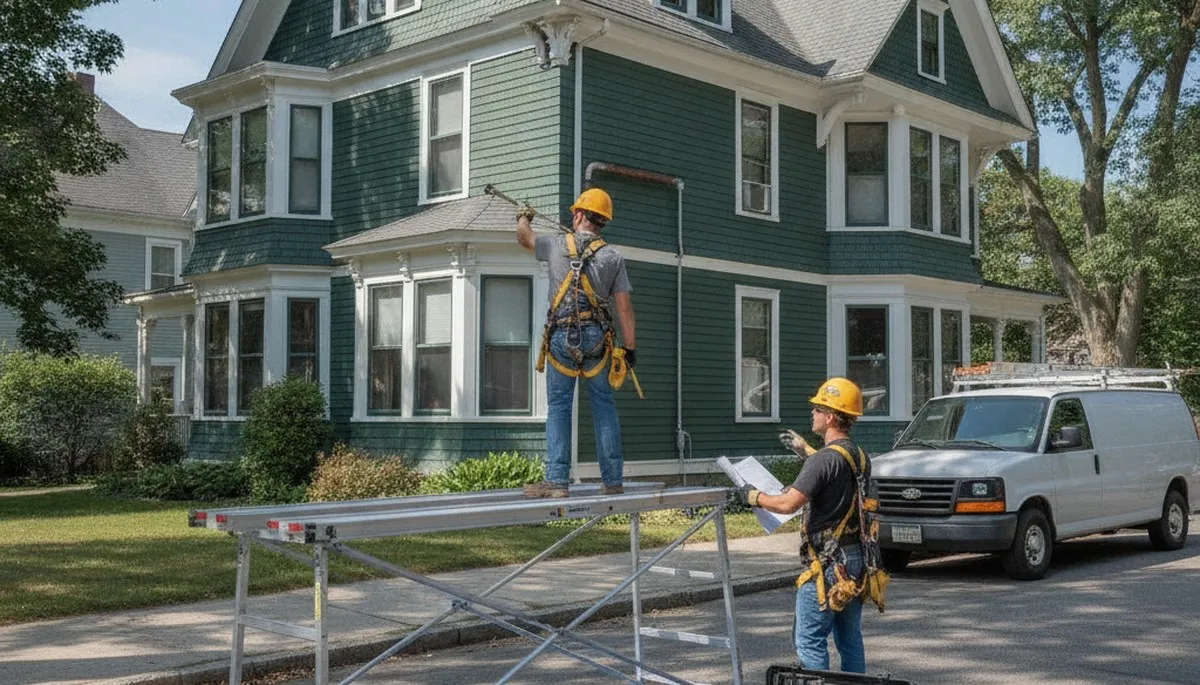 Plumber repairing a pipe in Newton, MA for local plumbing service customers