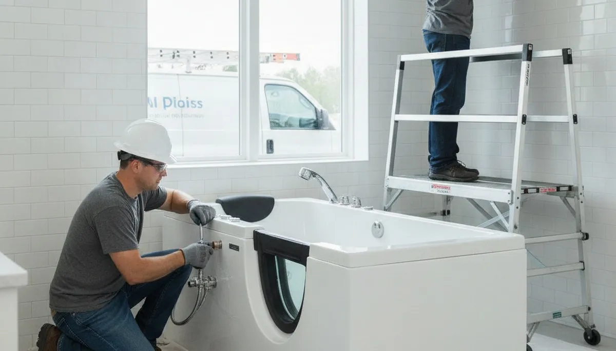 Walk-in tub installation for Newton, MA homeowners by a local plumbing repair service